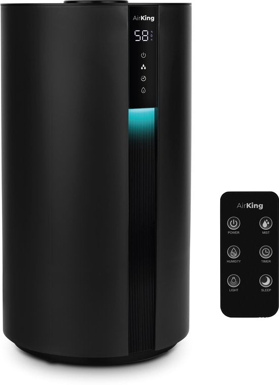 AirKing Luchtbevochtiger - Humidifier Zwart - Bevochtiger huiskamer slaapkamer - Topfill - 3.5 Liter - Hygrometer - Aroma(Zwart)