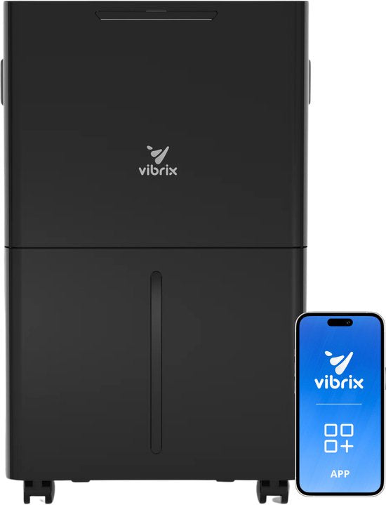 Vibrix DryFlow6 Pro Luchtontvochtiger – 6L per dag – Bediening via App – Wasdroogfunctie – Stil Energiezuinig – Voor Badkamer, Kelder, Zolder Slaapkamer – Dehumidifier(6 l)