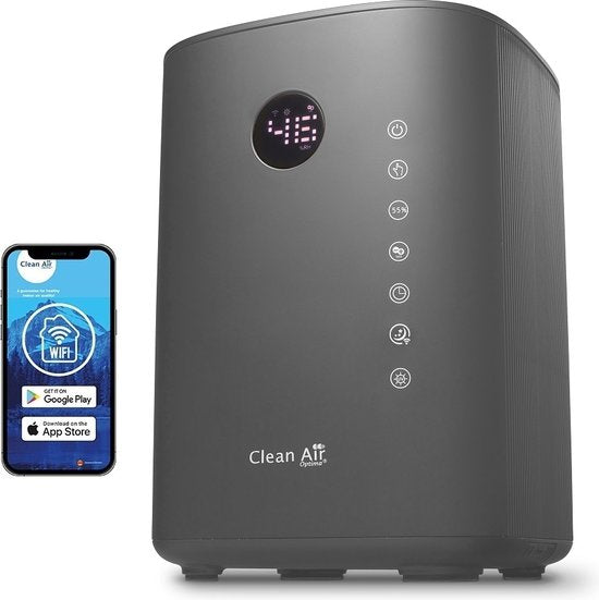 Clean Air Optima® CA-605T Smart Top Filling - 3in1: Luchtbevochtiger met Ionisator, UVC-lamp en Aromatherapie - Geschikt voor Woonkamer, Kantoor, Babykamer, Slaapkamer(Titanium - Grijs)