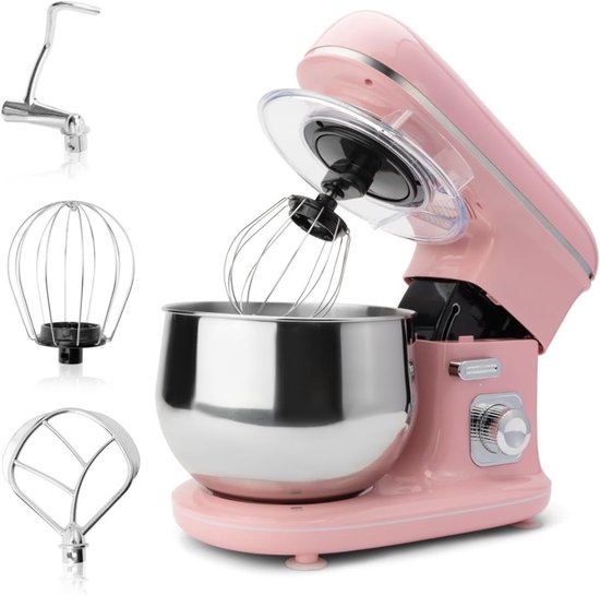 aura Aura® Mixer met mengkom - Mixer - Mixer met mengkom keukenmachine - Roze - 21cm x 35cm x 32cm