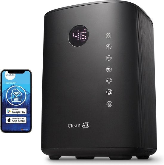 Clean Air Optima® CA-605B Smart Top Filling - 3in1: Luchtbevochtiger met Ionisator, UVC-lamp en Aromatherapie - Geschikt voor Woonkamer, Kantoor, Babykamer, Slaapkamer(Zwart)