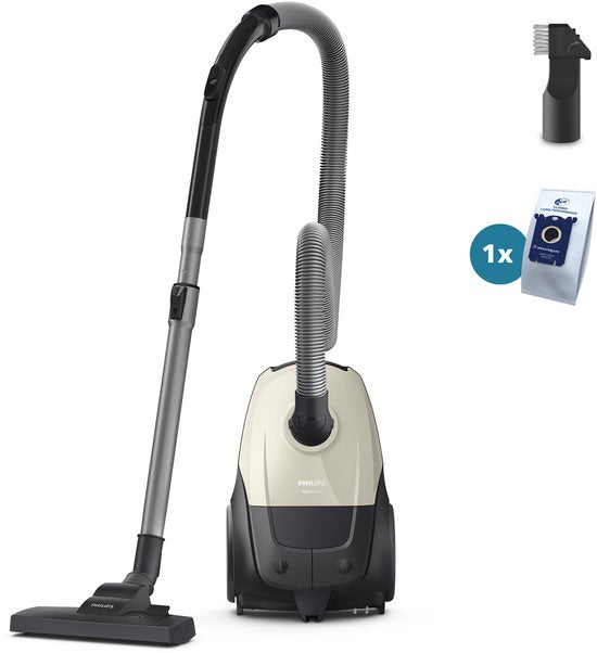 Philips 1000-Serie Stofzuiger met Zak - 750 W - Compact Lichtgewicht - HEPA-filtersysteem - 9 meter bereik - Inclusief S-Bag - (XD1101/10)