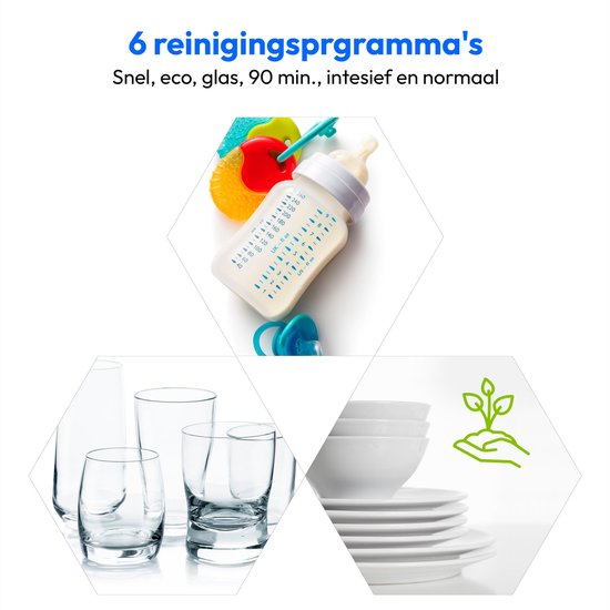 MEDION mini-vaatwasser DWT20 (tafelmodel vaatwasser, vaatwasser, 2 couverts, werkt met/zonder wateraansluiting, 6 reinigingsprogramma's, babyflessen, vooraf ingestelde starttijd, vrijstaand)(zilver)