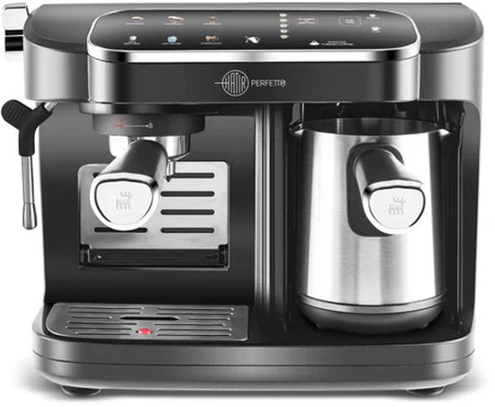 KARACA Karaca Hatir Perfetto - Espresso- en Turkse Koffiemachine INOX – 20 Bar – 1900W – Melkopschuimer – 1,8L Waterreservoir