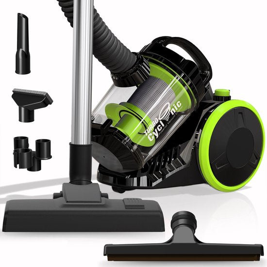 TurboTronic CV07 Stofzuiger zonder zak - Compact Design - Hoge Zuigkracht - Zakloze Stofzuiger - Zwart/Groen(Groen)