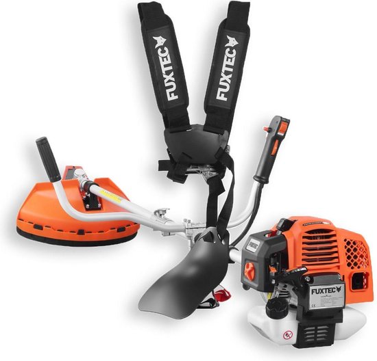 FUXTEC FX-MS162 Benzine Bosmaaier 2-in-1 – 62cc – Grastrimmer Bosmaaier – 3,5 pk 2-takt – Met draagharnas, mes spoel(2600.00 Watt)