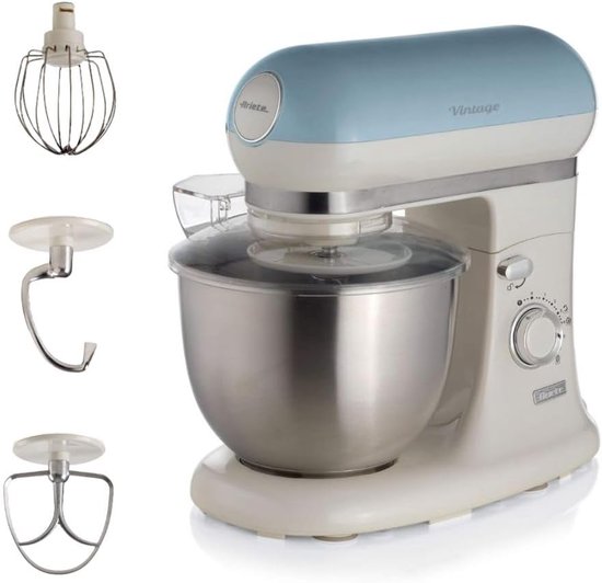 Ariete 1588/05 - Vintage keukenmachine - 5.5 liter - 3 accessoires - 2400 Watt - 7 snelheden - Blauw(blauw)
