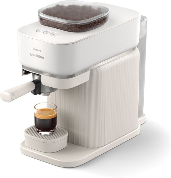 Philips BAR305/00 Baristina - Semi-Automatische Espressomachine - Pistonmachine - Koffiemachine met Bonen - Wit(Wit/Geen melkopschuimer)
