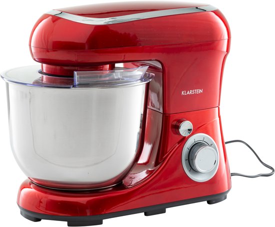 Klarstein Keukenmachine Bella Pico 2G - 1300W,7PS - 6 Vermogensstanden - 5 L - RVS Kom - Planetair Mixsysteem - Stijvol Roeren, Kneden of Kloppen - Krachtig En Compact - Aluminium Gegoten Kneedhaak - Meerdere Kleuren Beschikbaar - Rood