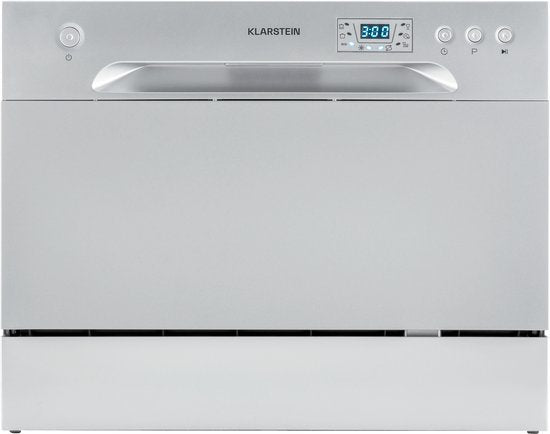 Klarstein Vaatwasser Mini voor 6 Gedecke, Leiser vaatwasser klein met 6 spoelprogramma's, Kleiner Tisch vaatwasser voor Zuhause, kantoor en Camping, vaatwasser Mini met Wasseranschluss - Tafelvaatwasser - 6 Maatgedekken 49 dB 45 cm 1380W(Zilver Metallic)