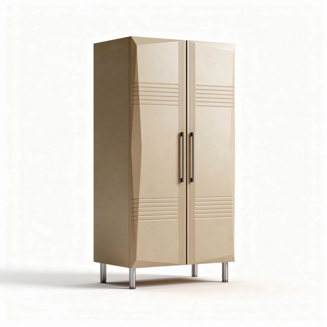 Kast van kunststof met metalen poten in beige 80 x 40 x 180cm
