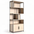 Moderne boekenkast van hout en metaal met open en gesloten opbergruimte 200 x 80 x 40cm