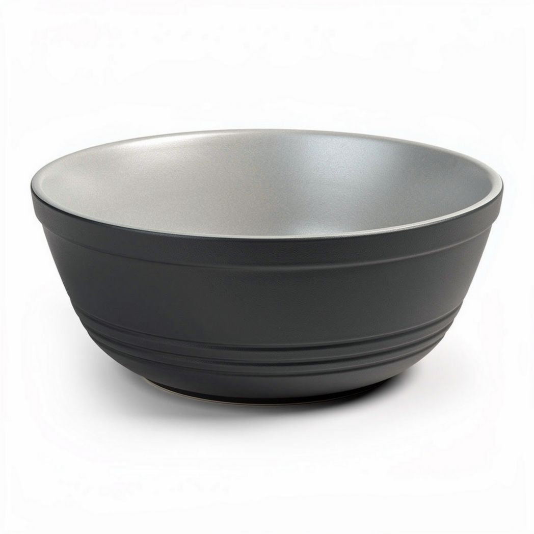 Diepe schaal grijs keramiek voor zowel serveren als decoratie 30 x 30 x 10cm