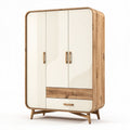 Kast van grijs gelakt hout met 2 deuren en 2 lades 80 x 40 x 180cm