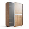Houten kast met schuifdeuren en glazen panelen 80 x 40 x 120cm