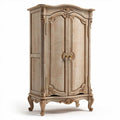 Kast van massief hout in lichtbeige met sierlijke afwerking 150 x 80 x 200cm