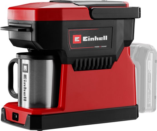 Einhell Accu Koffiezetapparaat TE-CF 18 Li Solo - Power X-Change - 18 V/Li-ion - Inhoud waterreservoir: 240 ml - 2-in-1: filterkoffie en koffiepadmachine - Geleverd inclusief 1x RVS koffiemok (240 ml) - Excl. accu en lader