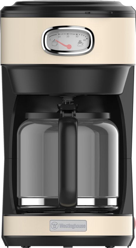 Westinghouse Retro Filter-koffiezetapparaat – Filterkoffie – Herbruikbaar Filter – 1,25L – 10 Koppen – 1000W – Beige(Wit)