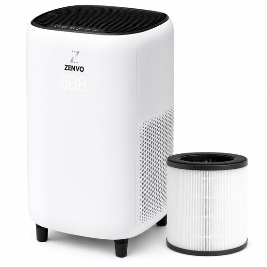 ZENVO Zenvo Luchtreiniger XL - HEPA 13 Filter - CADR 360 m³/u - Tot 50 m² - Luchtkwaliteitssensor - 4 Standen - Voor Pollen, Fijnstof  Huisstof(Wit - Zonder WiFi)